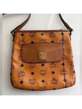 MCM COGNAC VISETOS SMALL CROSSBODY BAG